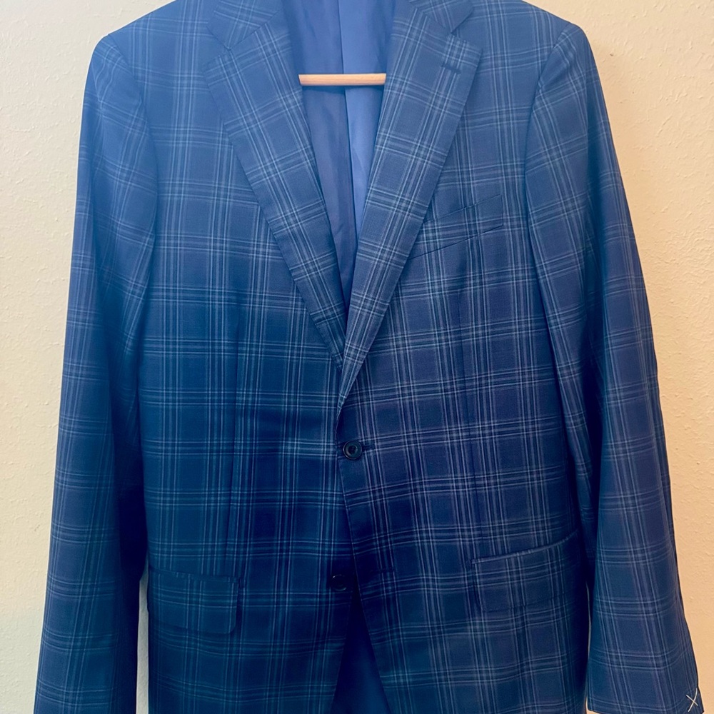 NWOT Mr. Sid Custom Blue Plaid Blazer 40L
